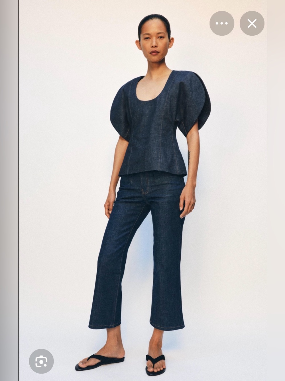 🔥🔥Zara ZW collection Denim puff sleeves blouse